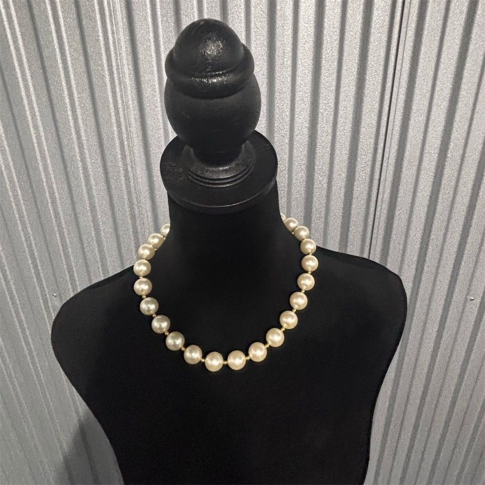 Vintage Napier Gold-Toned Faux Pearl Choker Necklace Women's Signed - Picture 7 of 13